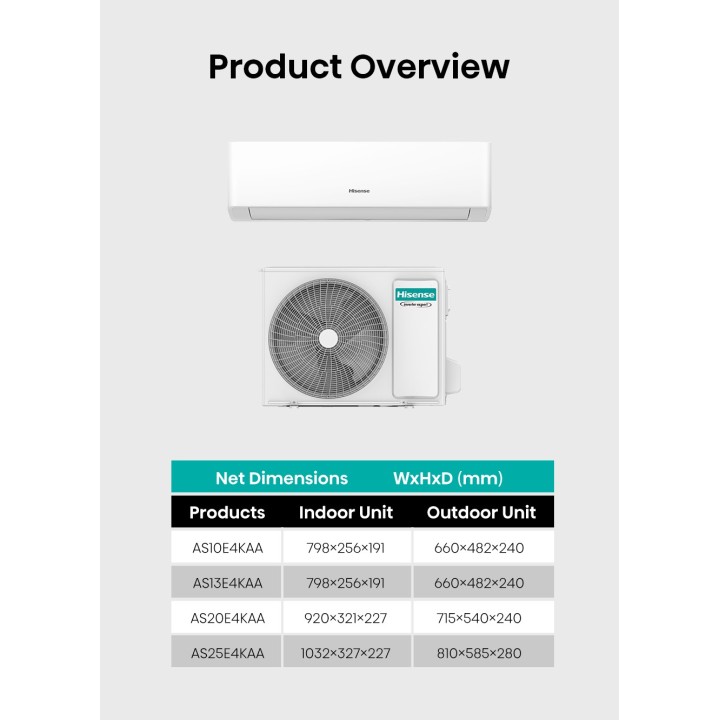 Hisense AS10E4KAA 1HP R32 Inverter Air Conditioner (E4 KAA)