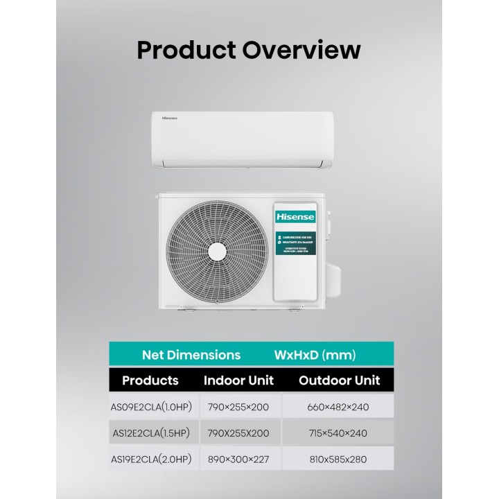 Hisense R32 Non-inverter AS19E2CLA 2HP Air Conditioner (CLA)
