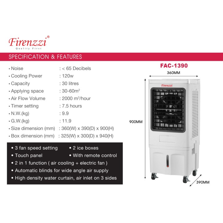 Firenzzi FAC-1390 30L Air Cooler