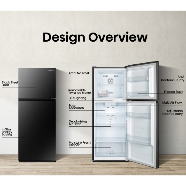 Hisense 500L INVERTER RT529N4ABN 2-Door Refrigerator
