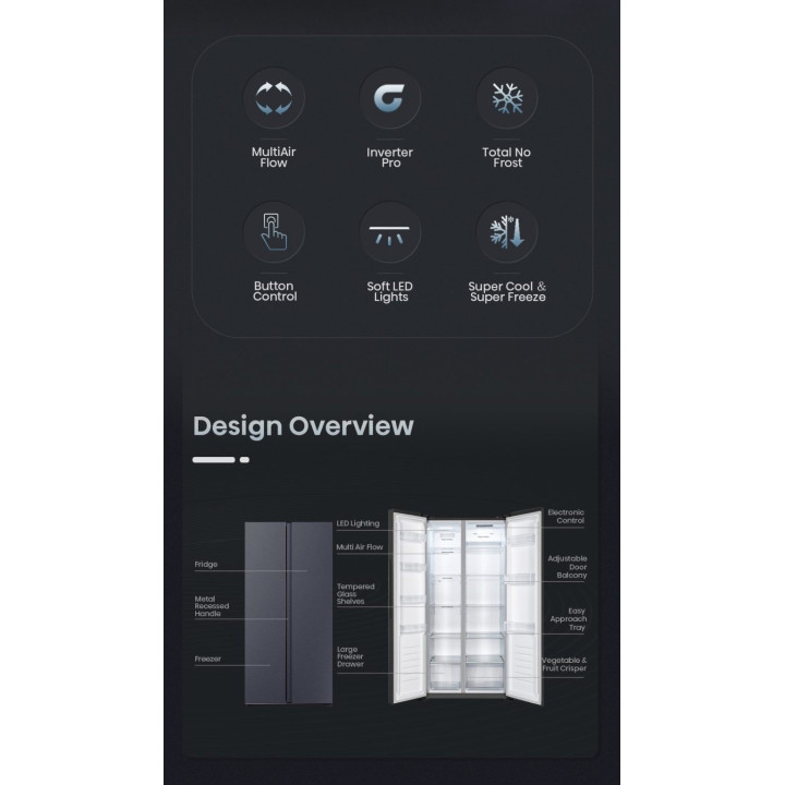 Hisense 510L INVERTER RS588N4ABNIV Side by Side Refrigerator
