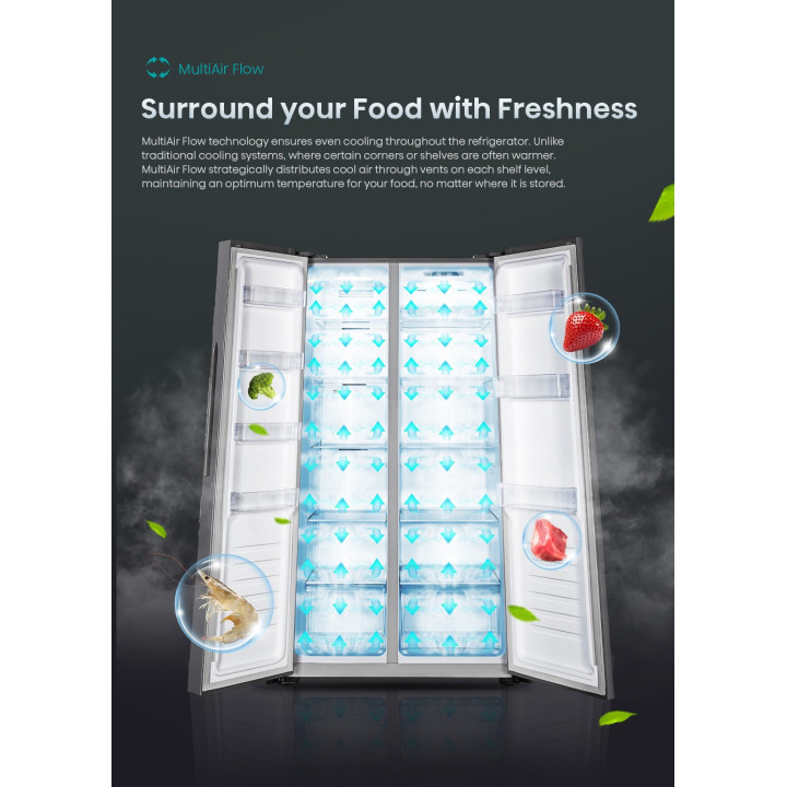 Hisense 510L INVERTER RS588N4ABNIV Side by Side Refrigerator