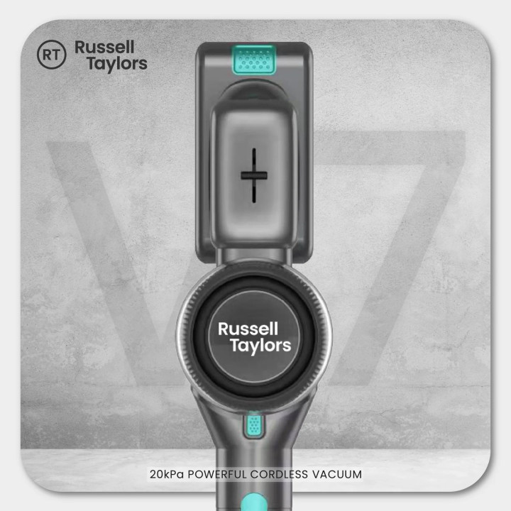 Russell Taylors Cyclone Cordless Vacuum Cleaner V7 (130W, 20kPa Suction, 2200mAh Battery)