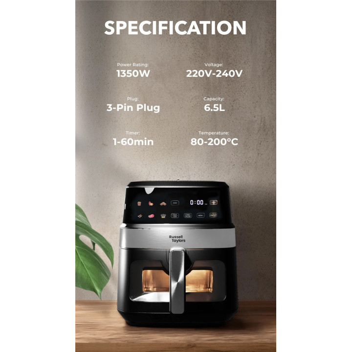 Russell Taylors Visible Window Digital Air Fryer (6.5L) Z7