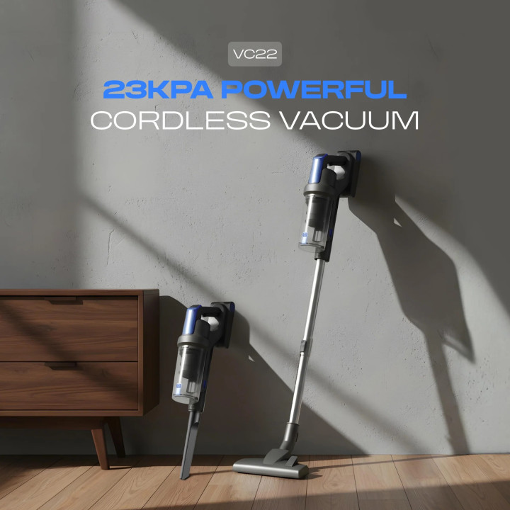 Russell Taylors Cyclone Cordless Vacuum Cleaner VC22 with 200W Motor and 23,000PA Suction