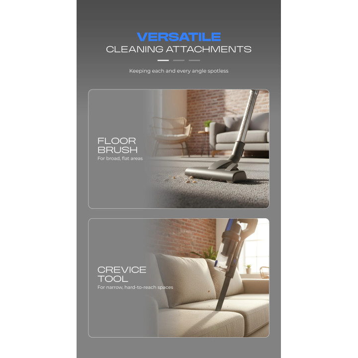 Russell Taylors Cyclone Cordless Vacuum Cleaner VC22 with 200W Motor and 23,000PA Suction