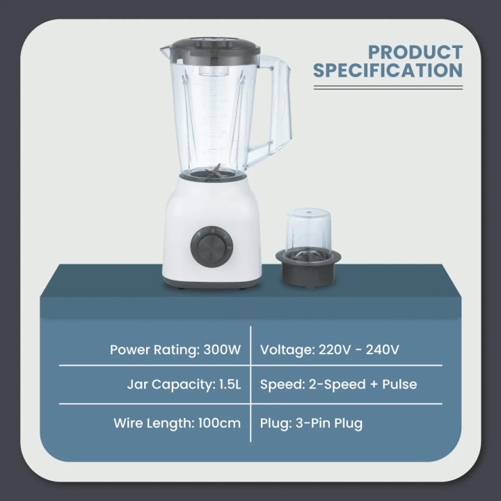 Russell Taylors TB2 1.5L Power Blender with Dry Mill