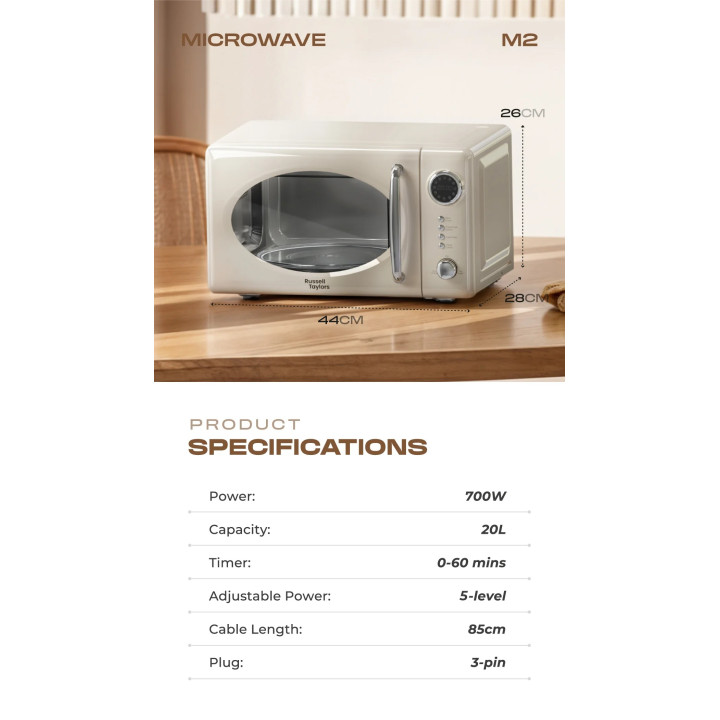 Russell Taylors Retro Microwave Oven 20L M2