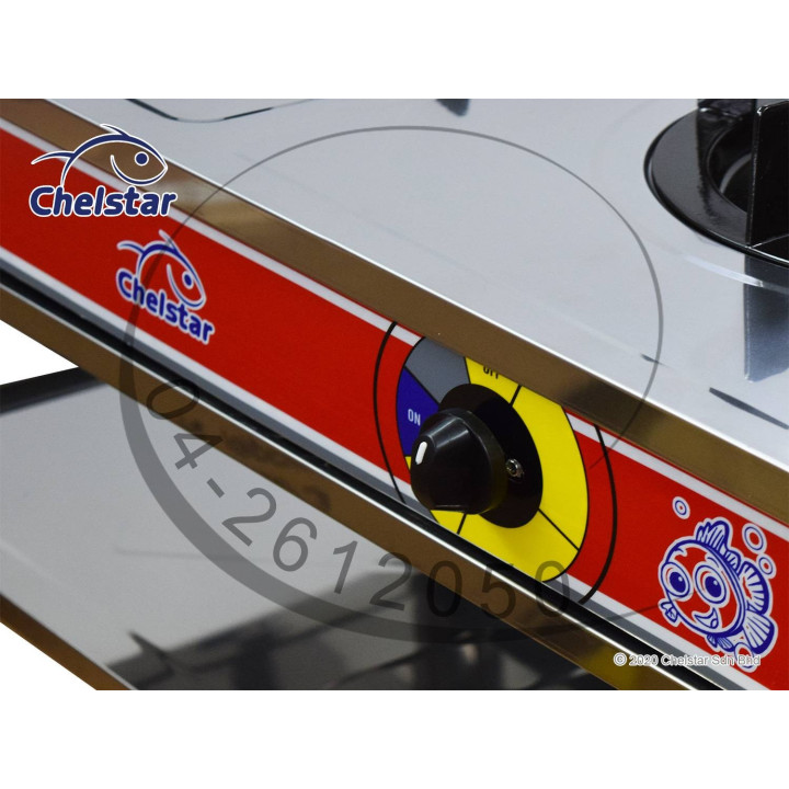 Chelstar DCF-8D Double Burner Stainless Steel Gas Stove with Stand