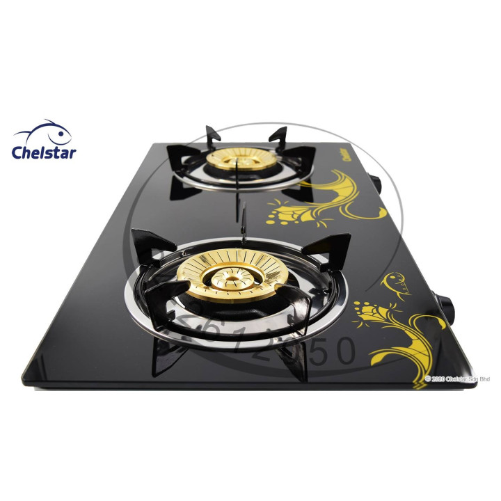 Chelstar CGT-328K Glass Table Top Double Burner Gas Stove