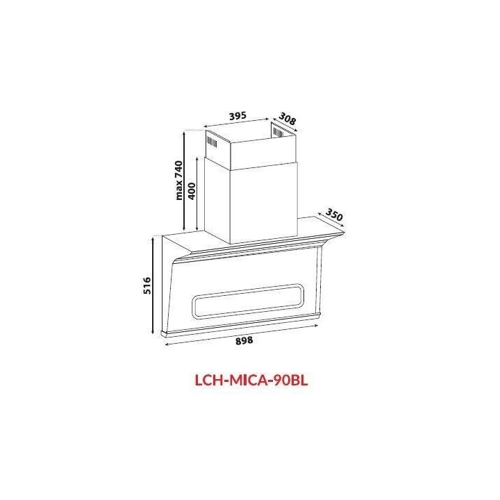 LIVINOX LCH-MICA-90BL 1650m³/h Multi-Functions Sensor Touch Self-Clean Arch-Glass Hood