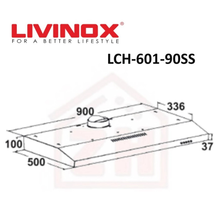 LIVINOX LCH-601-90SS Slim Cooker Hood with 850 m³/h Suction Power, Twin Motor, Stainless Steel Finishing