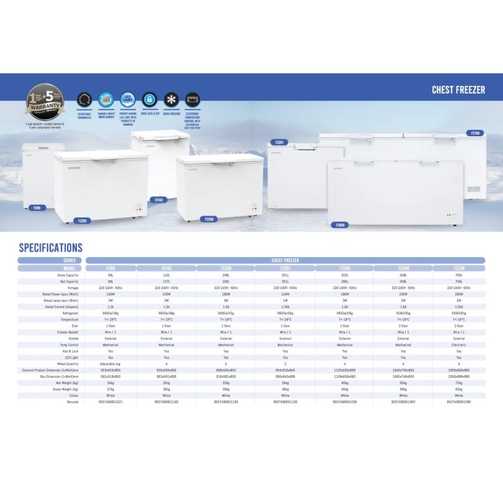 KHIND 508L Chest Freezer FZ508