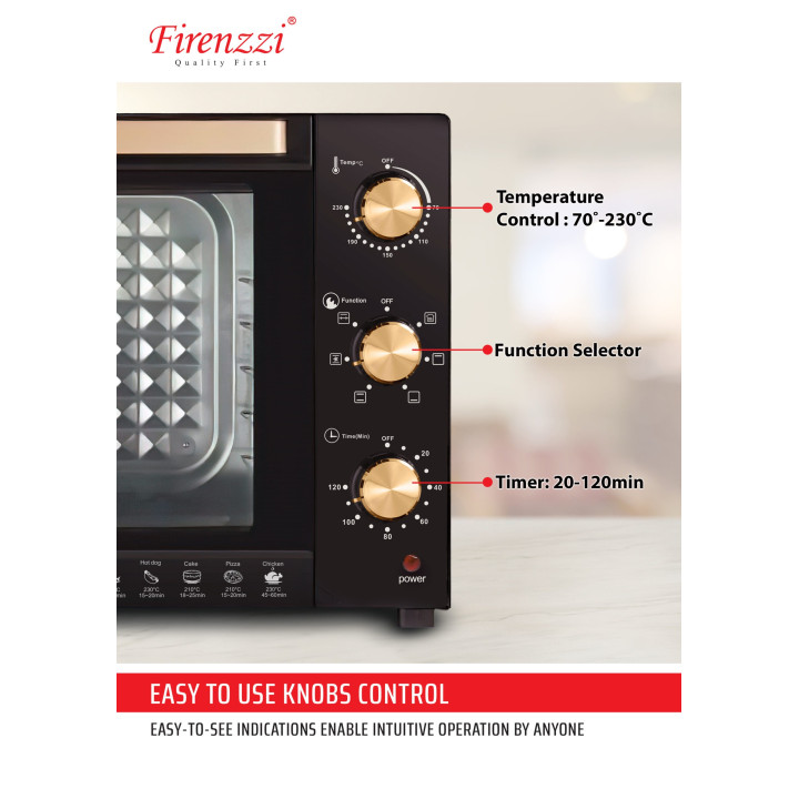Firenzzi TO-4260 60L 1900W Tabletop Oven with Rotisserie & Convection