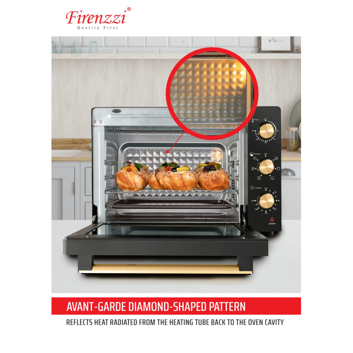 Firenzzi TO-4260 60L 1900W Tabletop Oven with Rotisserie & Convection