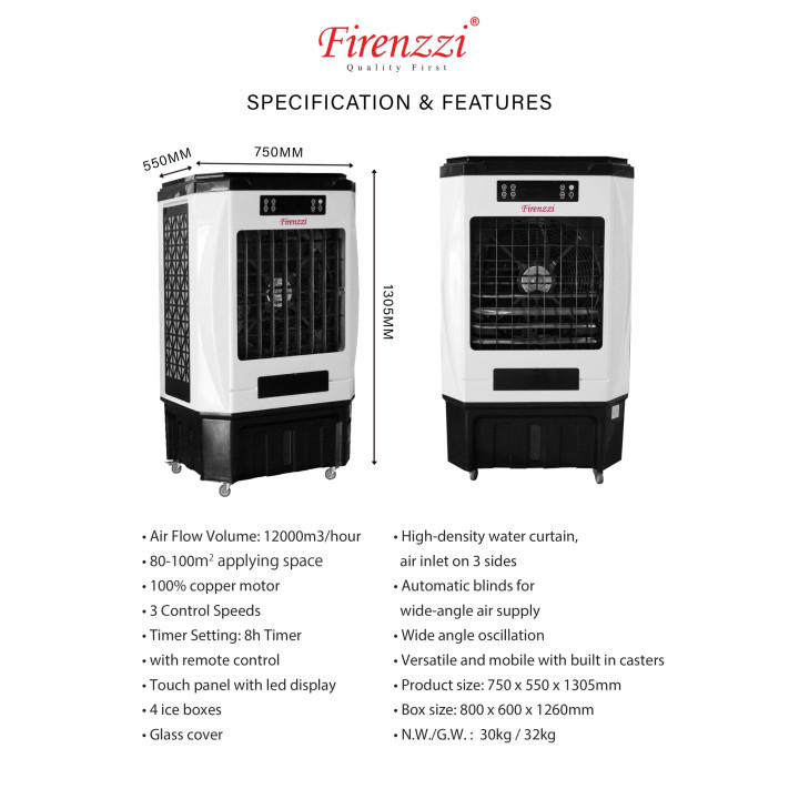 Firenzzi FAC-1911 120L 12000m3/hour Air Cooler