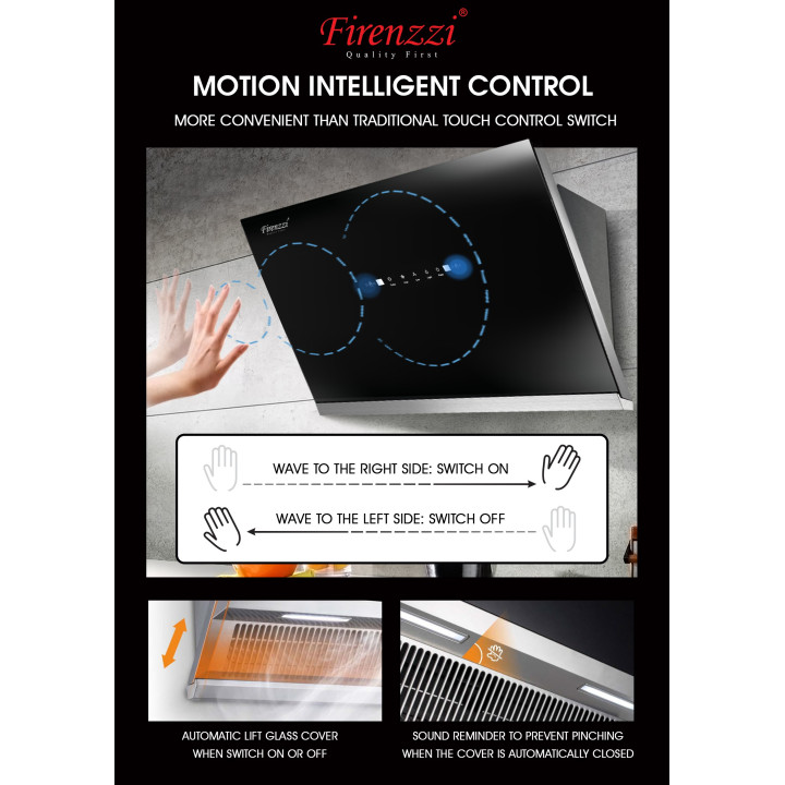 FIRENZZI FCH-9788 90CM 1690m³/hr Touch Control Intelligent Series Designer Hood