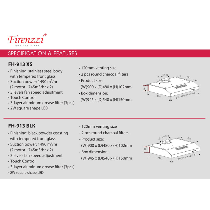 Firenzzi FH-913 BLK/XS Slim Hood