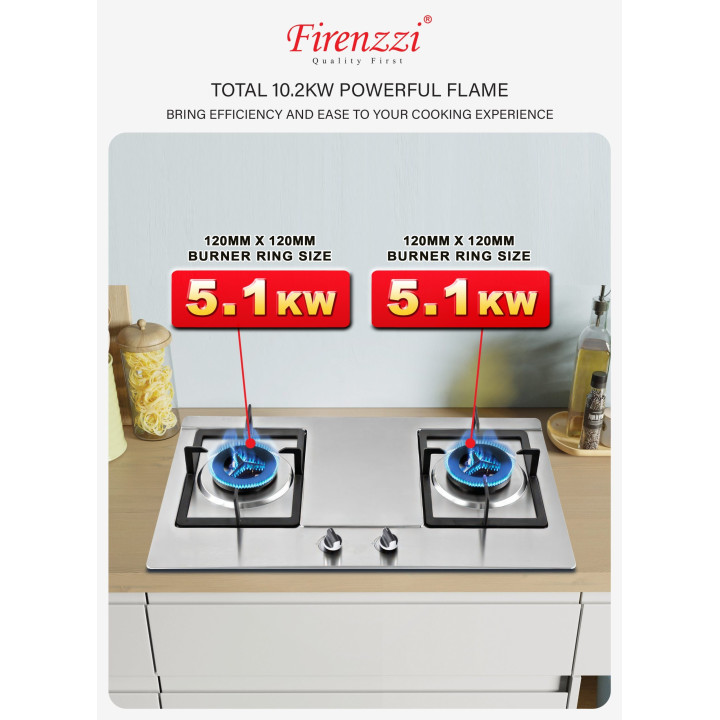 Firenzzi FH-2349 5.1kW Stainless Steel Gas Built-in Hob