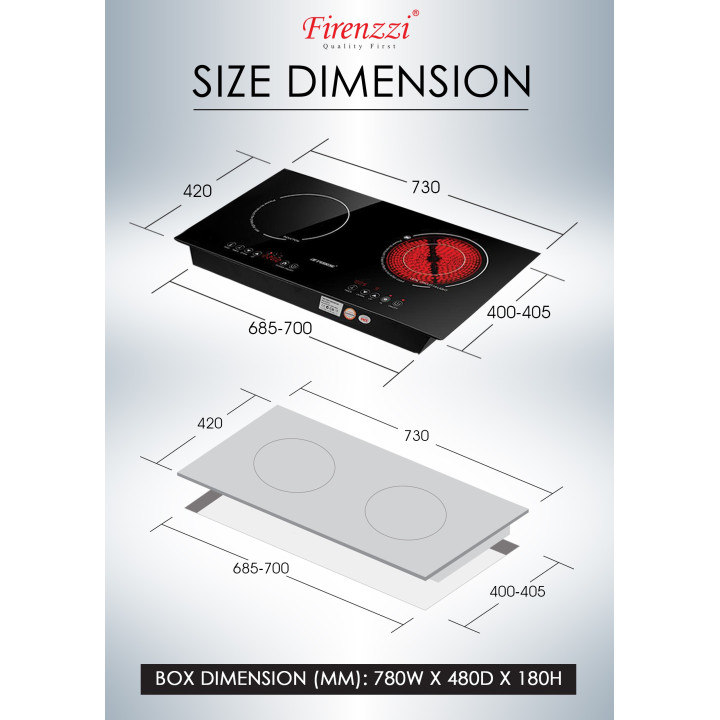 Firenzzi FRD-2088XP Dual Zone Induction Ceramic Hob