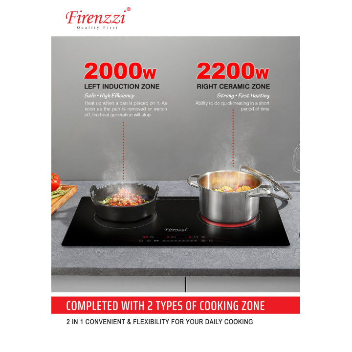 Firenzzi FRD-2177 XP Dual Cooking Zones Induction Ceramic Hob