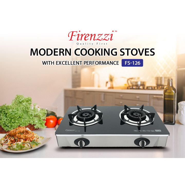 Firenzzi FS-126 2-Burner Tabletop Tempered Glass Gas Stove