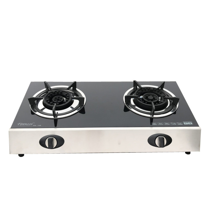Firenzzi FS-148 9.0kW 2-Burner Tempered Glass Tabletop Gas Stove