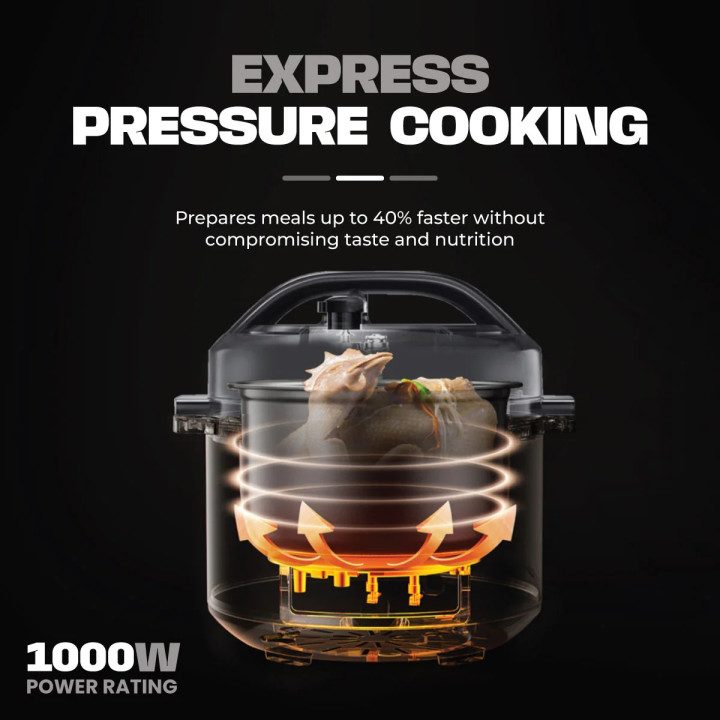 Russell Taylors PC6 Electric Pressure Cooker 6L Stainless Steel Pot 17 Preset Programs