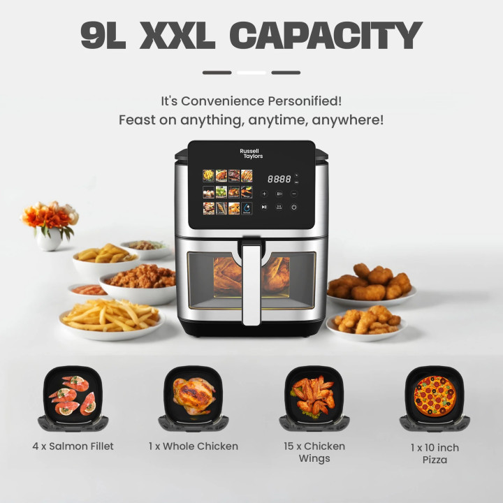 Russell Taylors 3D Visible Window Digital Air Fryer XXL (9L) Z9