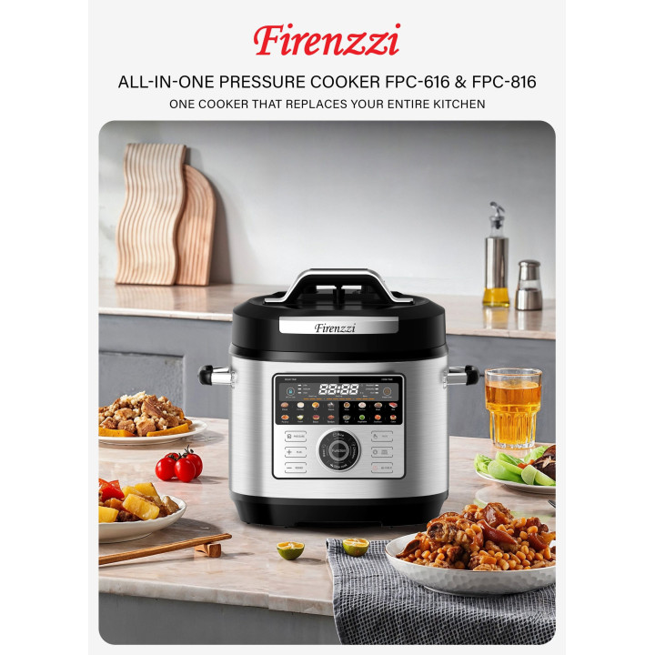 Firenzzi FPC-616 6L Pressure Cooker with Colour Touch Screen| Macro Store
