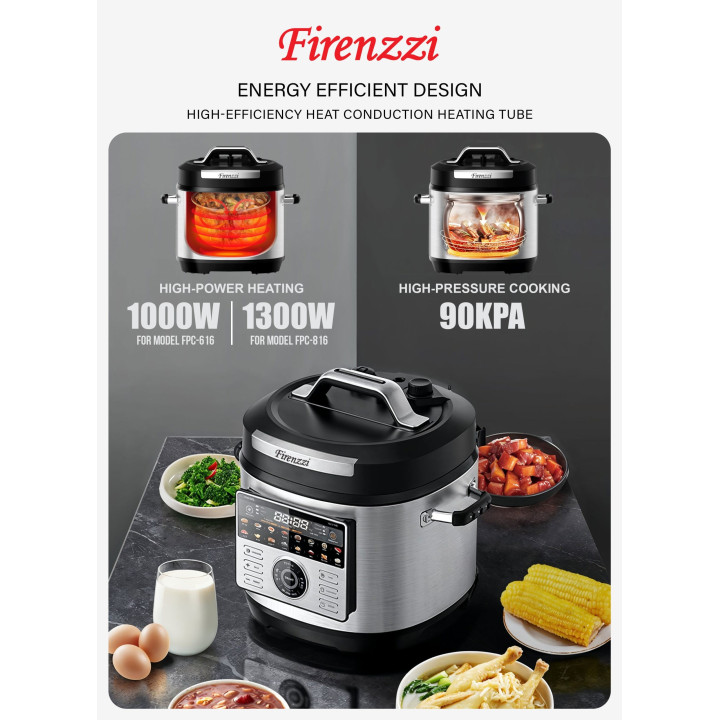 Firenzzi FPC-616 6L Pressure Cooker with Colour Touch Screen| Macro Store
