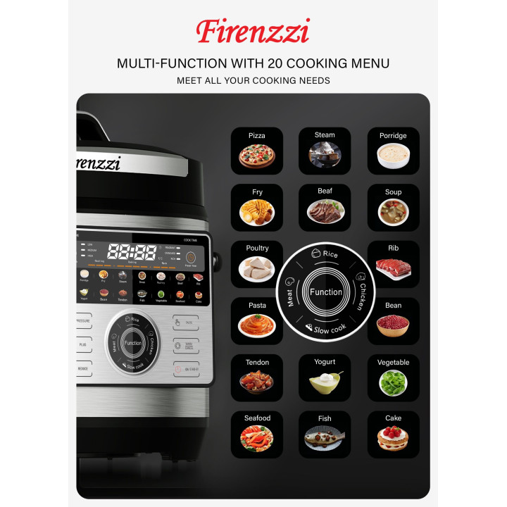 Firenzzi FPC-616 6L Pressure Cooker with Colour Touch Screen| Macro Store