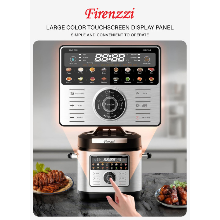 Firenzzi FPC-616 6L Pressure Cooker with Colour Touch Screen| Macro Store