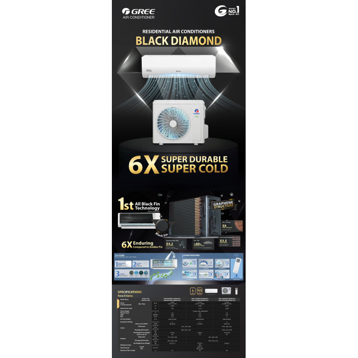 Gree Nova X GWC09AWBXA-K6DNA4A/I 1.0HP Inverter Air Conditioner| Macro Store
