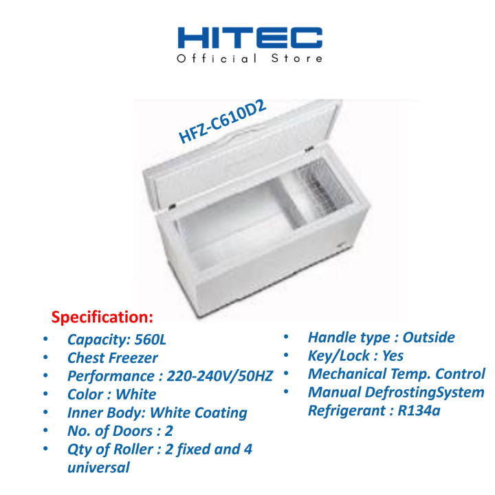 HITEC HFZ-C610D2 560L Chest Freezer with Dual Solid Doors| Macro Store