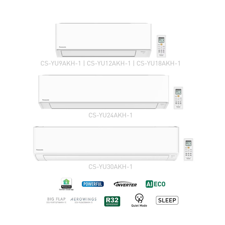 Panasonic 1.0HP Eco Inverter YU Series (AKH-1) CS/CU-YU9AKH Single Split Wall Mount Air