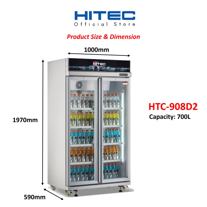Hitec HTC-908D2 700L 2-Door Glass Display Chiller| Macro Store