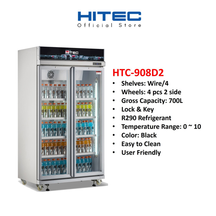 Hitec HTC-908D2 700L 2-Door Glass Display Chiller| Macro Store
