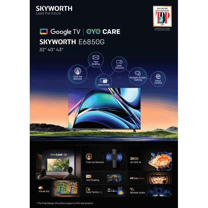 SKYWORTH 43" 43E6850G 2K FHD Google LED TV