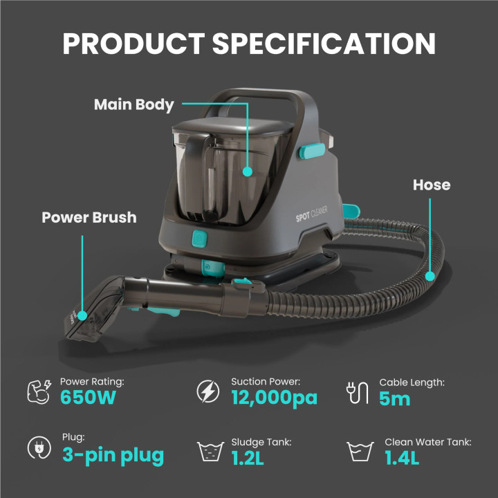 Russell Taylors Spot Cleaner SC10 650W Portable Upholstery & Carpet Cleaner