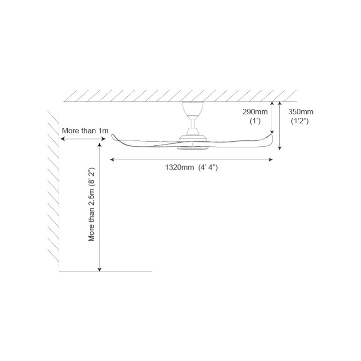 Alpha VC2-3B/52 Walnut / Matt Black 52" DC Ceiling Fan